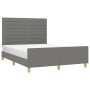 Estructura de cama con cabecero de tela gris oscuro 140x190 cm de vidaXL, Camas y somieres - Ref: Foro24-3125131, Precio: 214...