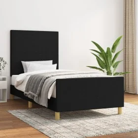 Bettrahmen mit schwarzem Stoffkopfteil 80x200 cm von vidaXL, Betten und Lattenroste - Ref: Foro24-3124849, Preis: 128,27 €, R...