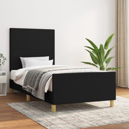 Estructura de cama con cabecero de tela negro 80x200 cm de vidaXL, Camas y somieres - Ref: Foro24-3124849, Precio: 128,49 €, ...