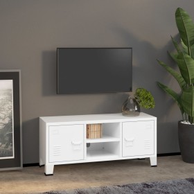 Mueble de TV industrial metal blanco 105x35x42 cm en Muebles TV | Comprar online en Foru.es