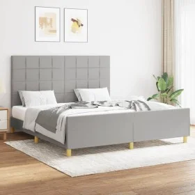 Bed frame with headboard light gray fabric 160x200 cm by vidaXL, Beds and slatted bases - Ref: Foro24-3125065, Price: 212,34 ...