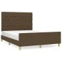 Bed frame with headboard in brown fabric 140x200 cm by vidaXL, Beds and slatted bases - Ref: Foro24-3125303, Price: 230,44 €,...