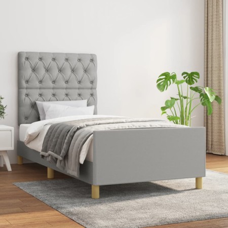 Estructura de cama con cabecero de tela gris claro 80x200 cm de vidaXL, Camas y somieres - Ref: Foro24-3125252, Precio: 146,8...