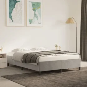 Estructura de cama de terciopelo gris claro 140x190 cm de vidaXL, Camas y somieres - Ref: Foro24-347318, Precio: 153,89 €, De...