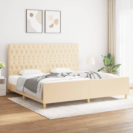 Estructura de cama con cabecero de tela color crema 200x200 cm de vidaXL, Camas y somieres - Ref: Foro24-3125329, Precio: 282...
