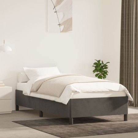 Estructura de cama de terciopelo gris oscuro 90x200 cm de vidaXL, Camas y somieres - Ref: Foro24-347301, Precio: 93,35 €, Des...
