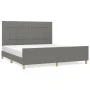 Bed frame with headboard dark gray fabric 160x200 cm by vidaXL, Beds and slatted bases - Ref: Foro24-3125066, Price: 224,21 €...