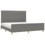 Bed frame with headboard dark gray fabric 160x200 cm by vidaXL, Beds and slatted bases - Ref: Foro24-3125066, Price: 224,21 €...