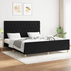 Bettrahmen mit schwarzem Stoffkopfteil 160x200 cm von vidaXL, Betten und Lattenroste - Ref: Foro24-3125310, Preis: 249,07 €, ...