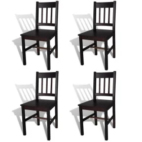 Dining chairs, set of 4, dark brown pine wood by vidaXL, dining chairs - Ref: Foro24-241517, Price: 177,94 €, Discount: %