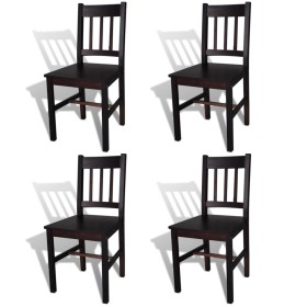 Sillas de comedor 4 unidades madera de pino marrón oscuro de vidaXL, Sillas de comedor - Ref: Foro24-241517, Precio: 183,79 €...