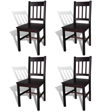 Sillas de comedor 4 unidades madera de pino marrón oscuro de vidaXL, Sillas de comedor - Ref: Foro24-241517, Precio: 183,79 €...