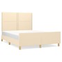 Estructura de cama con cabecero de tela color crema 140x200 cm de vidaXL, Camas y somieres - Ref: Foro24-3124981, Precio: 199...