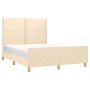 Estructura de cama con cabecero de tela color crema 140x200 cm de vidaXL, Camas y somieres - Ref: Foro24-3124981, Precio: 199...