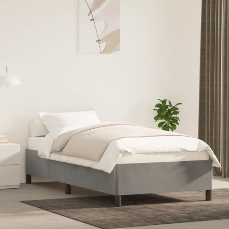Estructura de cama de terciopelo gris claro 90x190 cm de vidaXL, Camas y somieres - Ref: Foro24-347294, Precio: 76,79 €, Desc...