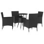 Mesita y sillas jardín 5 pzas y cojines ratán sintético negro de vidaXL, Conjuntos de jardín - Ref: Foro24-3187417, Precio: 3...