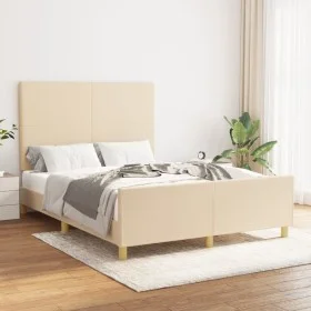 Estructura de cama con cabecero de tela color crema 140x200 cm de vidaXL, Camas y somieres - Ref: Foro24-3124900, Precio: 210...