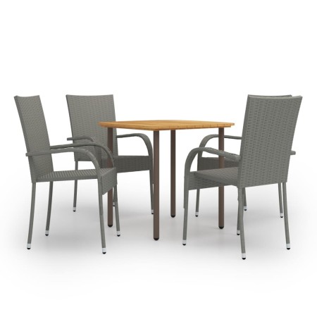 Set de muebles de comedor de jardín 5 piezas ratán PE gris de vidaXL, Conjuntos de jardín - Ref: Foro24-3072486, Precio: 310,...