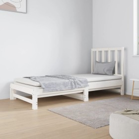 Sofá cama extraíble madera maciza de pino blanco 2x(90x190) cm de vidaXL, Camas y somieres - Ref: Foro24-3124753, Precio: 173...