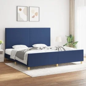 Estructura de cama con cabecero de tela azul 200x200 cm de vidaXL, Camas y somieres - Ref: Foro24-3124925, Precio: 213,13 €, ...