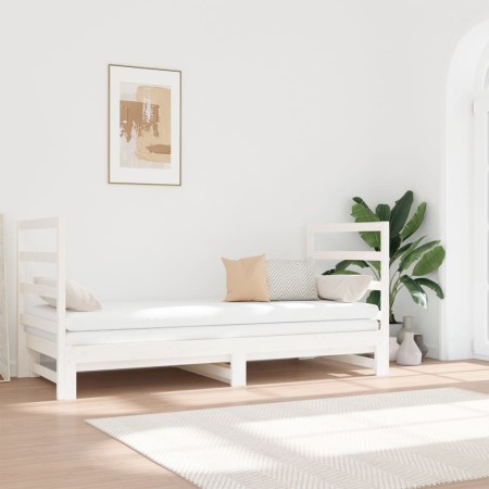 Sofá cama extraíble madera maciza de pino blanco 2x(90x190) cm de vidaXL, Camas y somieres - Ref: Foro24-3124763, Precio: 197...