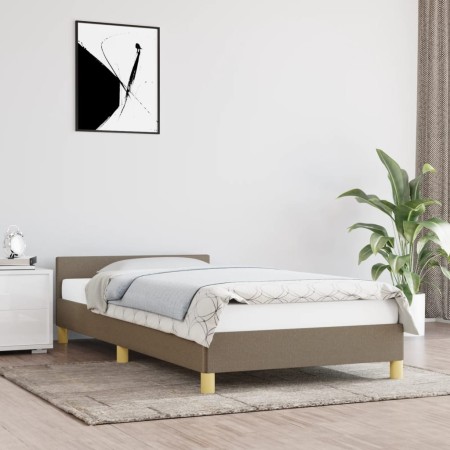 Estructura de cama con cabecero de tela gris taupe 100x200 cm de vidaXL, Camas y somieres - Ref: Foro24-347395, Precio: 77,75...