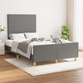 Estructura de cama con cabecero de tela gris oscuro 120x200 cm de vidaXL, Camas y somieres - Ref: Foro24-3124880, Precio: 163...