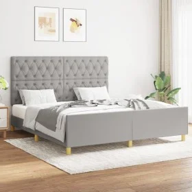Estructura de cama con cabecero tela gris claro 160x200 cm de vidaXL, Camas y somieres - Ref: Foro24-3125308, Precio: 236,71 ...