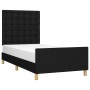 Estructura de cama con cabecero de tela negro 90x200 cm de vidaXL, Camas y somieres - Ref: Foro24-3125351, Precio: 142,08 €, ...