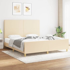 Estructura de cama con cabecero de tela color crema 180x200 cm de vidaXL, Camas y somieres - Ref: Foro24-3124916, Precio: 273...