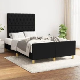 Estructura de cama con cabecero de tela negro 120x200 cm de vidaXL, Camas y somieres - Ref: Foro24-3125286, Precio: 193,94 €,...
