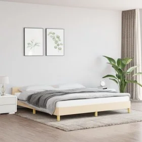 Bed frame with cream fabric headboard 180x200 cm by vidaXL, Beds and slatted bases - Ref: Foro24-347436, Price: 141,99 €, Dis...