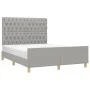Light gray fabric bed frame with headboard 140x200 cm by vidaXL, Beds and slatted bases - Ref: Foro24-3125300, Price: 229,65 ...