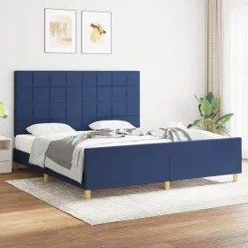 Estructura de cama con cabecero de tela azul 180x200 cm de vidaXL, Camas y somieres - Ref: Foro24-3125079, Precio: 224,68 €, ...