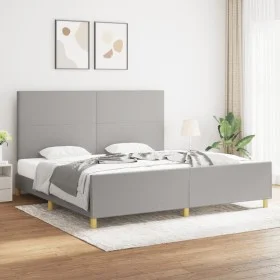 Estructura de cama con cabecero de tela gris claro 200x200 cm de vidaXL, Camas y somieres - Ref: Foro24-3124919, Precio: 233,...