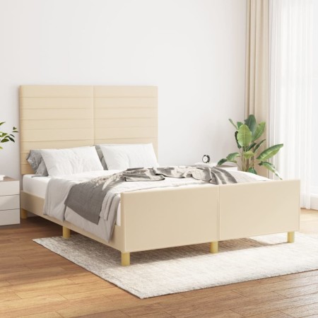 Estructura de cama con cabecero de tela color crema 140x200 cm de vidaXL, Camas y somieres - Ref: Foro24-3125143, Precio: 233...