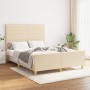 Estructura de cama con cabecero de tela color crema 140x200 cm de vidaXL, Camas y somieres - Ref: Foro24-3125143, Precio: 233...