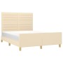 Estructura de cama con cabecero de tela color crema 140x200 cm de vidaXL, Camas y somieres - Ref: Foro24-3125143, Precio: 233...