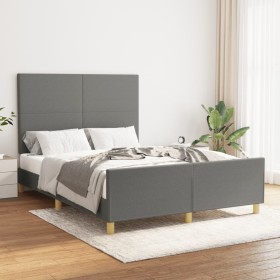 Estructura de cama con cabecero de tela gris oscuro 140x200 cm de vidaXL, Camas y somieres - Ref: Foro24-3124896, Precio: 229...