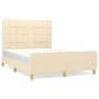 Estructura de cama con cabecero de tela color crema 140x190 cm de vidaXL, Camas y somieres - Ref: Foro24-3125054, Precio: 216...