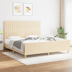 Estructura de cama con cabecero de tela color crema 180x200 cm de vidaXL, Camas y somieres - Ref: Foro24-3125240, Precio: 275...