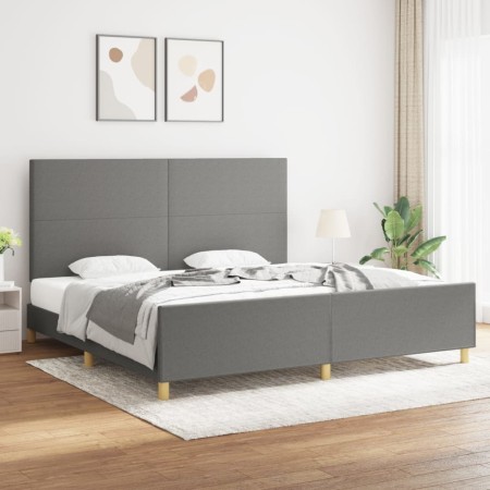 Estructura de cama con cabecero tela gris oscuro 200x200 cm de vidaXL, Camas y somieres - Ref: Foro24-3124920, Precio: 251,50...