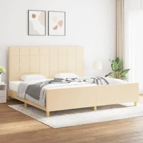Bed frame with cream fabric headboard 200x200 cm by vidaXL, Beds and slatted bases - Ref: Foro24-3125086, Price: 257,50 €, Di...