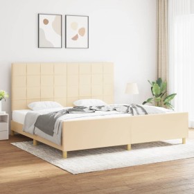 Estructura de cama con cabecero de tela color crema 200x200 cm de vidaXL, Camas y somieres - Ref: Foro24-3125086, Precio: 233...