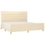 Bed frame with cream fabric headboard 200x200 cm by vidaXL, Beds and slatted bases - Ref: Foro24-3125086, Price: 257,50 €, Di...