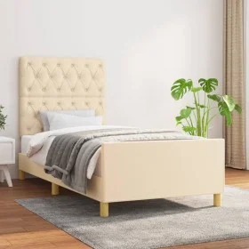 Estructura de cama con cabecero de tela color crema 80x200 cm de vidaXL, Camas y somieres - Ref: Foro24-3125257, Precio: 165,...