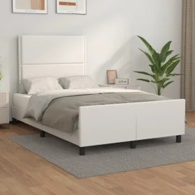 White synthetic leather headboard bed frame 120x200 cm by vidaXL, Beds and slatted bases - Ref: Foro24-3125501, Price: 150,50...