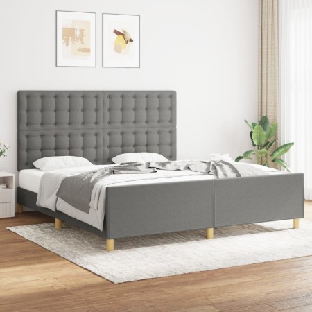 Estructura de cama con cabecero tela gris oscuro 180x200 cm de vidaXL, Camas y somieres - Ref: Foro24-3125398, Precio: 260,42...