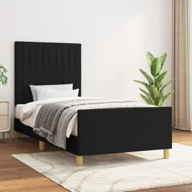 Bed frame with black fabric headboard 90x190 cm by vidaXL, Beds and slatted bases - Ref: Foro24-3125181, Price: 141,85 €, Dis...