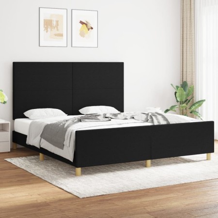 Estructura de cama con cabecero de tela negro 180x200 cm de vidaXL, Camas y somieres - Ref: Foro24-3124913, Precio: 242,50 €,...